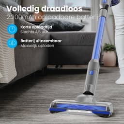 Auronic Steelstofzuiger Draadloos 220W - Draadloze Stofzuiger - HEPA Filter - Zelfstaand - Op Accu - Zonder Zak - Kruimeldief - Vacuum Cleaner - Grijs/Blauw — thumbnail 3