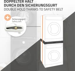 Tussenstuk voor wasmachine en droger – Universeel tussenbouwframe met verlengbare waslijn 60,5x54,5 cm in zwart ML design — thumbnail 2