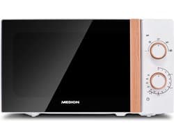 MEDION Magnetron (houtlook, 20 liter, 700 watt, spiegelende deur, 5 vermogensstanden, ontdooifunctie, timer, MD10596) wit