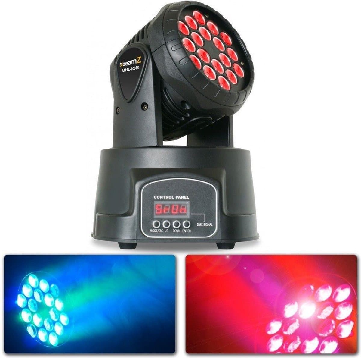 Moving Head Disco Licht met 18x 3W RGB LEDs - BeamZ MHL108MK4 - 11 DMX Kanalen — afbeelding 1