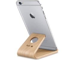 kalibri standaard voor mobiele telefoons - Universele standaard - Voor smartphones en tablets - Antislip - Berkenhout - Lichtbruin