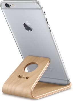 kalibri standaard voor mobiele telefoons - Universele standaard - Voor smartphones en tablets - Antislip - Berkenhout - Lichtbruin — thumbnail 1