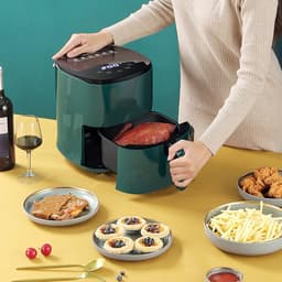 Luchtfriteuse - Elektrische friteuse - Vetarm koken - Touch bediening - 5 liter - Groen — thumbnail 4