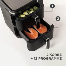 Heteluchtfriteuse Dubbele Kamer - Airfryer Frituurpan - Gezond Koken - Ruimtebesparend Verticaal Design - 104 Liter - Zwart — thumbnail 5