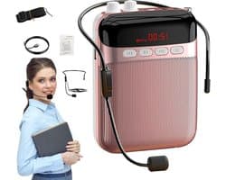 Draagbare Stemversterker - Oplaadbaar Geluidssysteem - Presentaties Geven - Lange Batterijduur - 11.5 x 8.2 cm - Rosé Goud