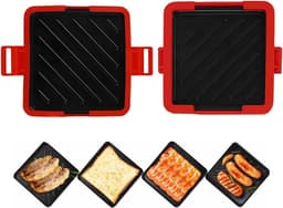 Sandwichmaker Magnetron - Panini Grill - Snelle Maaltijden - Vaatwasmachinebestendig - Compact Ontwerp - Rood — thumbnail 1
