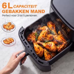 OKYUK Airfryer / Heteluchtfriteuse 6L - BPA vrij - Met Kijkvenster - Digitaal Touchscreen - 8 Voorgeprogrammeerde Menu's - 1200W - Anti-aanbaklaag - Zwart — thumbnail 3
