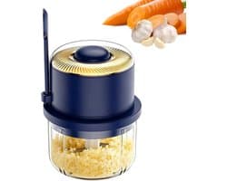 Elektrische Mini Chopper - Keukenmachine Knoflook - Snel Ingrediënten Hakken - Draadloos Gemak - 350 ml Capaciteit - Blauw