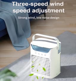 Ulisem - Draagbare airconditioner - 3-in-1 verdampingskoeler - 3 ventilatorsnelheden - LED nachtlampje - 6-uur timer - 700 ml watertank - Type-C - Stil (<50dB) - Voor slaapkamer en kantoor — thumbnail 5