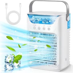 Ulisem - Draagbare airconditioner - 3-in-1 verdampingskoeler - 3 ventilatorsnelheden - LED nachtlampje - 6-uur timer - 700 ml watertank - Type-C - Stil (<50dB) - Voor slaapkamer en kantoor — thumbnail 1