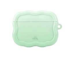 xoxo Wildhearts hoesje geschikt voor AirPods Pro 3 - Sage Sorbet - Ook als telefoonhoesje verkrijgbaar - Schokbestendige wavy case - Koptelefoonhoesje - Beschermhoes met golvend design - Groen