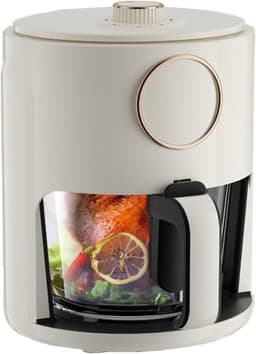 Airfryer Oven - Heteluchtfriteuse - Gezond Koken - Transparante Glazen Pan - 5 Liter - Wit — thumbnail 1