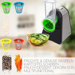 Elektrische Keukenrasp - Groenteschaaf Keukenmachine - Snel Ingrediënten Raspen - 4 Opzetstukken - 22 cm Hoogte - Roestvrij Staal — thumbnail 3