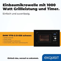 Inbouw Magnetron - Keukenoven Grill - Snel Gerechten Bereiden - 1000 Watt Grillfunctie - 17 Liter Capaciteit - Zwart — thumbnail 2
