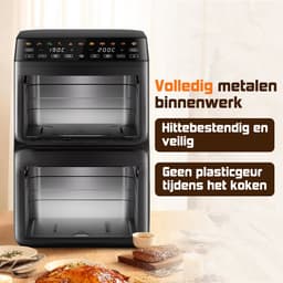 Saikefy Airfryer XXL - 11 Liter - Gestapelde Lades - 11 Programma's - Airfryer met Intelligent Touchbediening - Heteluchtfriteuse - Inclusief 4 handige accessoires — thumbnail 3