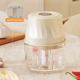 Mini Keukenmachine - Elektrische Hakker - Maaltijd Voorbereiding - Oplaadbaar Draadloos - 350ml Capaciteit - Crèmekleurig — thumbnail 5