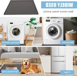 Herbruikbare Siliconen Vloermat 60 x 60 cm met Verhoogde Rand voor Koelkast, Vriezer en Wasmachine - Grijs, Antislip, Vaatwasserbestendig — thumbnail 2