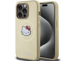 Hello Kitty Serie - iPhone 15 Pro Max Hoes - MagSafe - Goud - Leren Afwerking