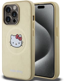 Hello Kitty Serie - iPhone 15 Pro Max Hoes - MagSafe - Goud - Leren Afwerking — thumbnail 1