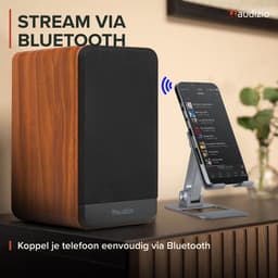 Boekenplank speakers - Audizio BS10 actieve speakerset - HiFi speakers met Bluetooth - 80W - Houtlook — thumbnail 4