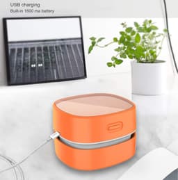 KZQ USB-oplaadbare toetsenbordstofzuiger, tot 300 minuten batterijduur, 360° draaibaar, perfect cadeau, geschikt voor bureaus, lades, toetsenborden en haar (oranje, oplaadbaar). — thumbnail 2