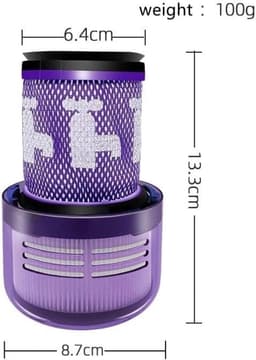 2 stucks Wasbare filters - compatibel met Dyson V12 Slim Detect Absolute draadloze stofzuiger - HEPA-filter vervangingsonderdelen — thumbnail 5