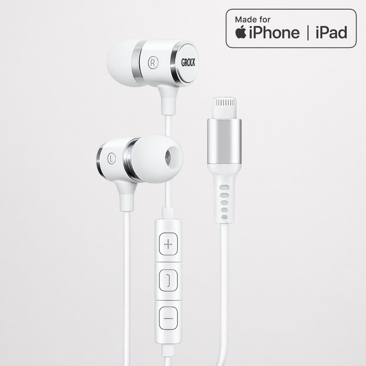 Grixx iPhone oortjes - EarPods voor iPhone en iPad - bedraad - met Microfoon en Afstandsbediening — afbeelding 1