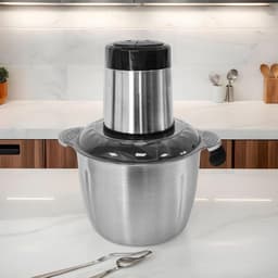 Keukenmachine - Voedselhakker Groentehakker - Maaltijden Voorbereiden - Dubbellaags 4-Mesjes - 2L Capaciteit - Zilver — thumbnail 5