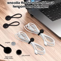 24 Stuks Magnetische Kabelbinders, Siliconen Kabelclip Organizer, Herbruikbare Kabelbeheerders, USB Kabelbeheer, Zwart — thumbnail 5