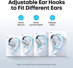 Soundcore V40i by Anker, open-ear hoofdtelefoon, kristalhelder ontwerp, 4 verstelbare standen voor een goede pasvorm in elk oor, 2x diepere bas, IP55, 21 uur afspeeltijd, duidelijke AI-gesprekken, Bluetooth 5.4, app-bediening — thumbnail 8