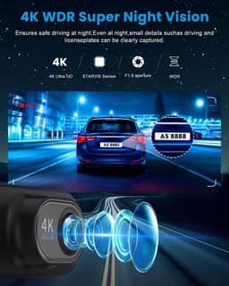 Dashcam - Dashcam voor auto - Dashcam 4K Voorzijde - Ultra HD - Mini Autocamera - APP Bediening - Ingebouwde Wi-Fi & G-sensor - 24-uurs Parkeermodus, Nachtzicht, WDR, Loopopname, Ondersteuning voor maximaal 256 GB — thumbnail 2