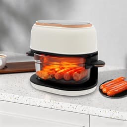 Hete Lucht Frituurpan - Airfryer Oven - Gezond Bakken - Glazen Mand - 4 Liter - Wit — thumbnail 3