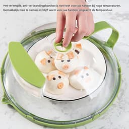 Magnetron Deksel - Voedsel Kap - Schoon Koken - Ingebouwd Hydratatiesysteem - 26 cm Diameter - Groen — thumbnail 5