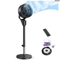 Dreo 80ft Electric Floor Fan for Bedroom, 25dB Silent Pedestal Fans with Remote Control, 80° Oscillation, 90° Manual Vertical, 3 Speeds, 34-41 Inch Adjustable Height, 6 Hours