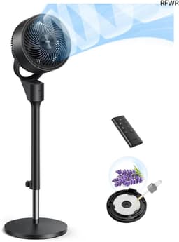 Dreo 80ft Electric Floor Fan for Bedroom, 25dB Silent Pedestal Fans with Remote Control, 80° Oscillation, 90° Manual Vertical, 3 Speeds, 34-41 Inch Adjustable Height, 6 Hours — thumbnail 1
