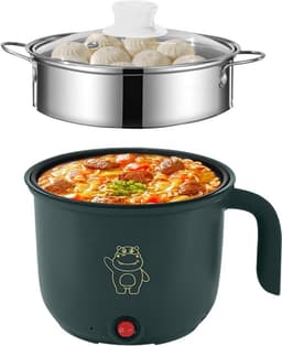 Mini Electric Hot Pot: Portable Electric Mini Hot Pot, Multi-Function Casserole, Electric Cooker with Stainless Steel Steamer Pan, 1.8L Quick Window Cooker, 600W, 220V, Green — thumbnail 1