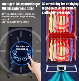 Elektrische Wasdroger - Verwarmd Droogrek - Snel Kleding Drogen - Opvouwbaar Met Deksel - 30 kg Capaciteit - Zwart — thumbnail 5