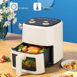 Heteluchtfriteuse - Airfryer Oven - Gezond Koken - Instelbare Temperatuur - 5 Liter - Beige — thumbnail 3
