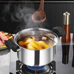 Portable Pressure Cooker, Fish Pan for Seafood, Stainless Steel Fast Multifunction Kitchen Pan for Bean and Meat Dishes — thumbnail 2