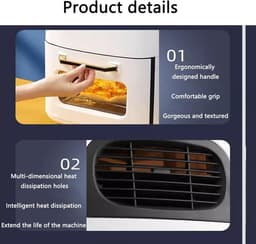 Small Airfryer Compact Airfryer Oven 30 minutes timer and adjustable temperature control for healthy oil-free cooking 1500W White Black.(Black) (Black 8L) Stabilize — thumbnail 4