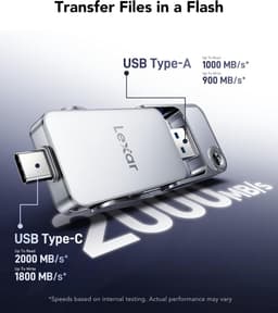 Externe SSD - Draagbare Opslag - Snelle Data Overdracht - Dubbele Connectoren - 1TB Capaciteit - Zilver — thumbnail 3