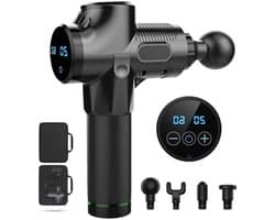 Spier Stimulator - Massage Gun - Herstel Spieren - Vier Verschillende Koppen - 12mm Amplitude - Zwart