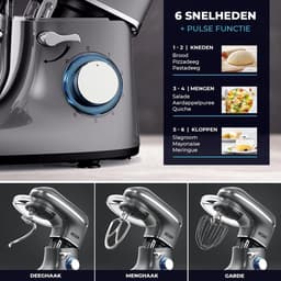 Keukenmachine - Mixer Robot - Deeg Kneden - Krachtige 2000W Motor - 6.2 Liter Kom - Antraciet — thumbnail 5