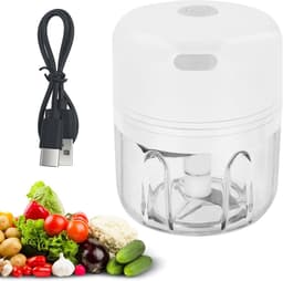 Elektrische Keuken Chopper - Mini Mixer USB - Groenten Snijden - 3 RVS Messen - 250ml - Wit — thumbnail 1
