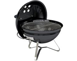 Premie Houtskool Barbecue - Smoker Barbecue - Draagbare Houtskoolgrill - met Deksel, Handvat & Verstelbare Ventilatiesleuven - BBQ voor Kamperen, Buiten, Tuin - 41 x 41 x 44 cm - Zwart