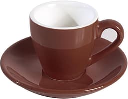 Espresso Kopje - Koffiekopje met schotel - Koffie Genieten - Pro-Grade porselein - 80 ml - Bruin — thumbnail 1