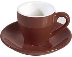 Espresso Kopje - Koffiekopje met schotel - Koffie Genieten - Pro-Grade porselein - 80 ml - Bruin