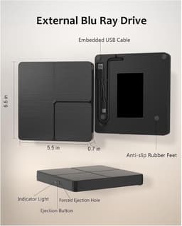 Externe Schijf - Optische Drive - Films Kijken - USB 3.0 Connectie - Compact Formaat - Zwart — thumbnail 4