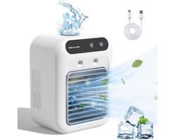 Luchtkoeler - Mini Aircooler Met Verneveling - Draagbare USB Tafelventilator Zonder Digitaal Display - Type-C - 16,4 x 11,8 x 21,4 cm — afbeelding 1