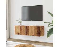 TV-kasten Set - Wandkasten Commode - Woonkamer Opbergen - Oud Hout Look - 100 x 30 x 30 cm - Houtkleurig